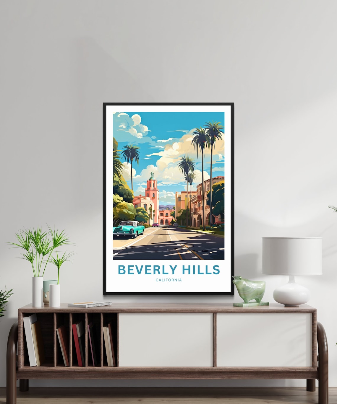 Beverly Hills California Classic Car Street Vintage Travel Poster - Image 2