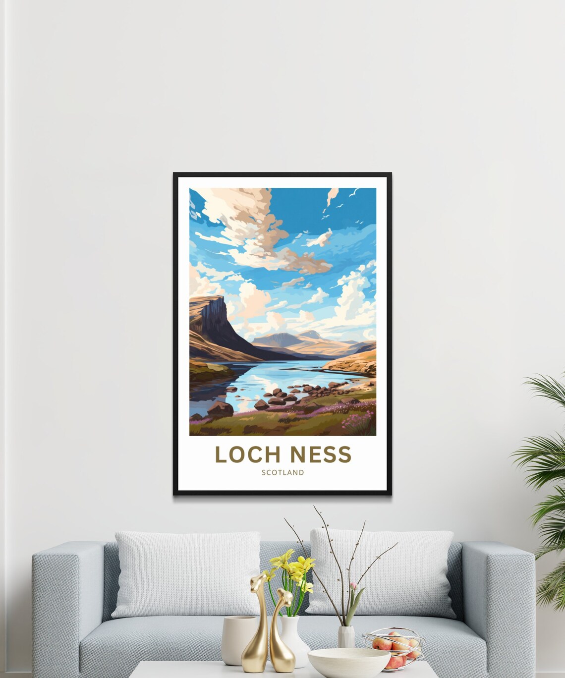 Loch Ness Misty Lake Scottish Highlands Scotland Travel Poster - Image 3