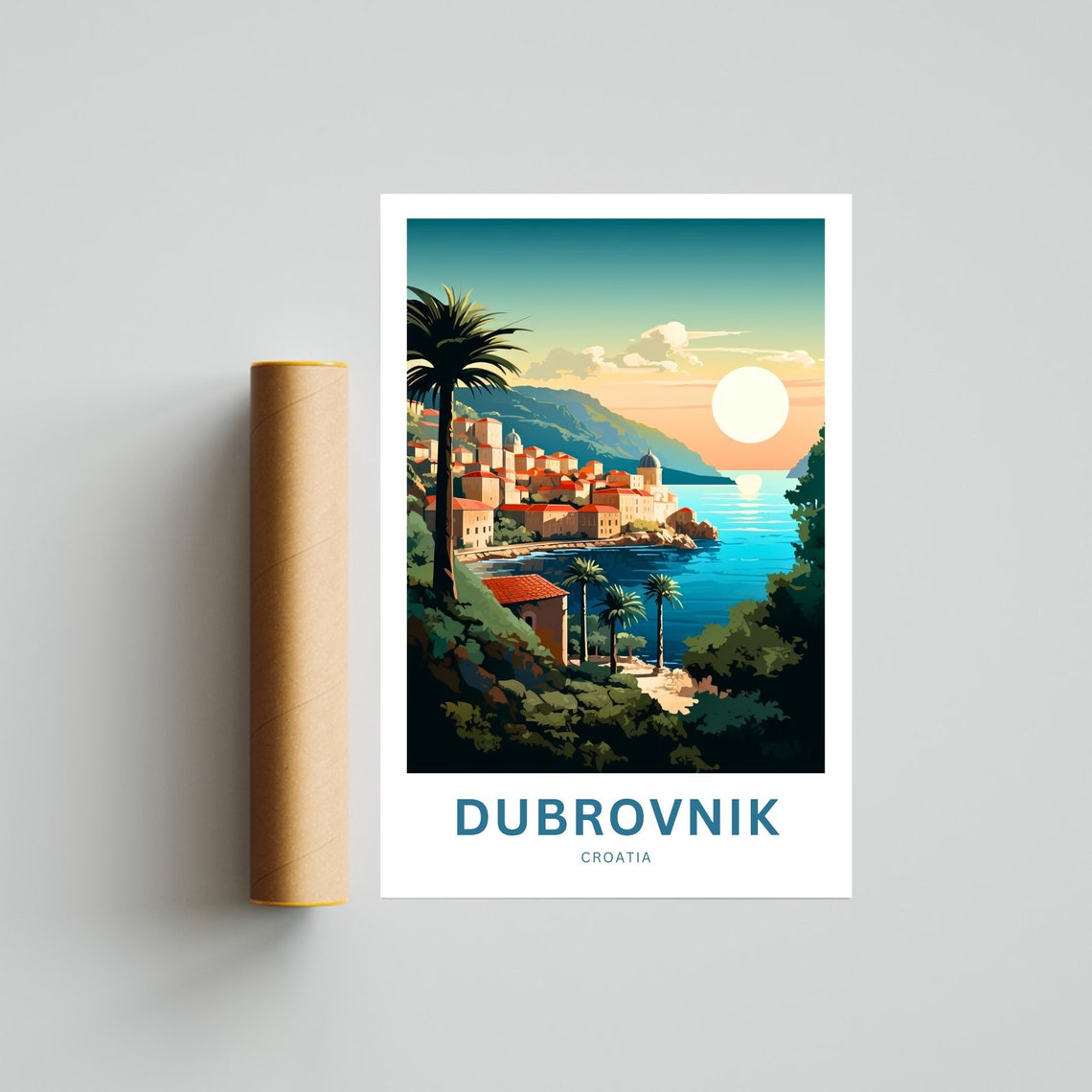 Dubrovnik Croatia Personalized Sunset Old Town Rooftops Custom Poster - Image 4