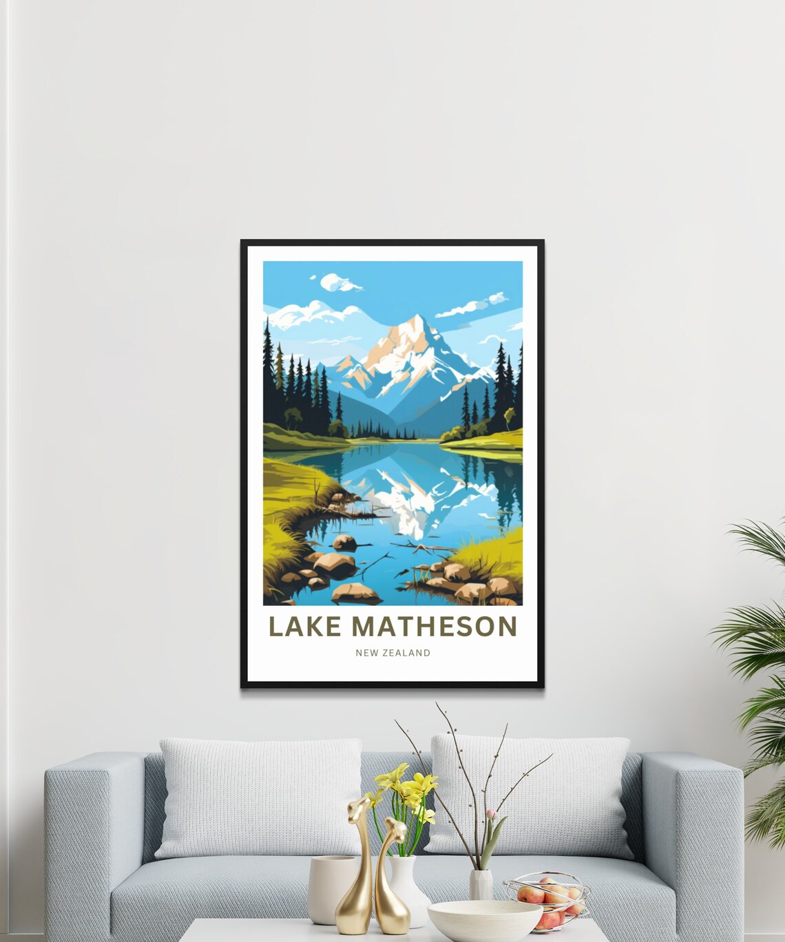 Lake Matheson New Zealand Peak Reflection Personalized Poster - Image 3
