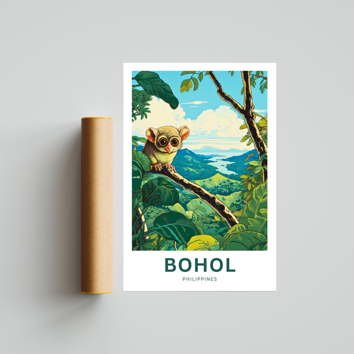 Bohol Philippines Tarsier River Valley Rolling Hills View Poster - Image 4