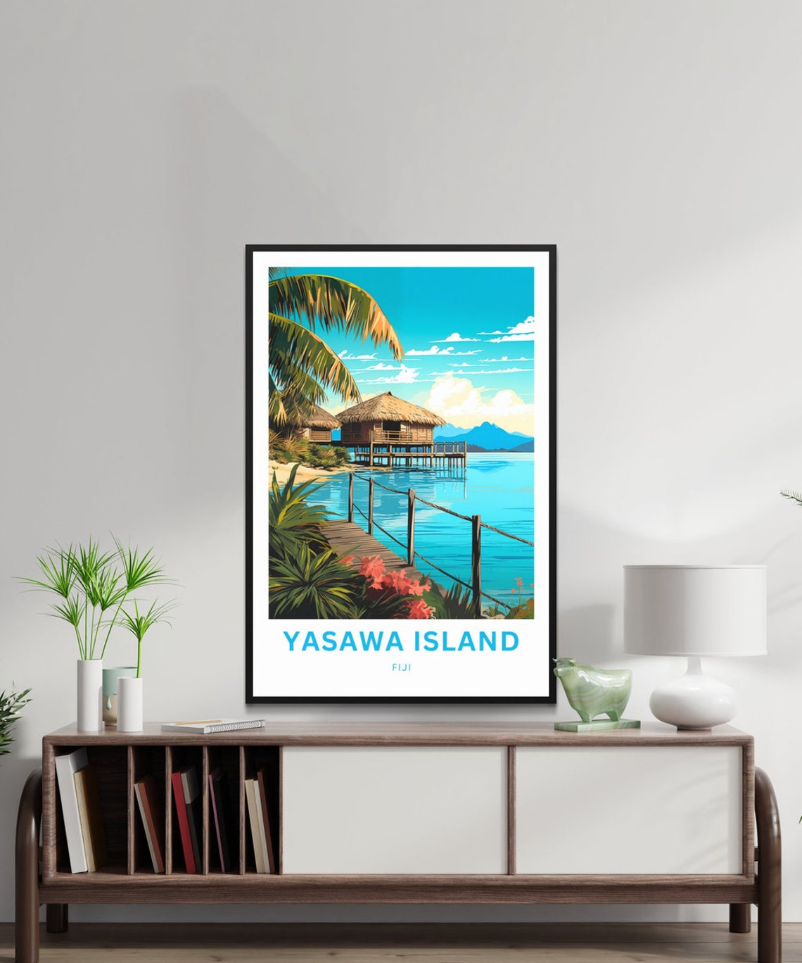 Yasawa Island Fiji Personalized Thatched Bungalow Lagoon Poster - Image 2