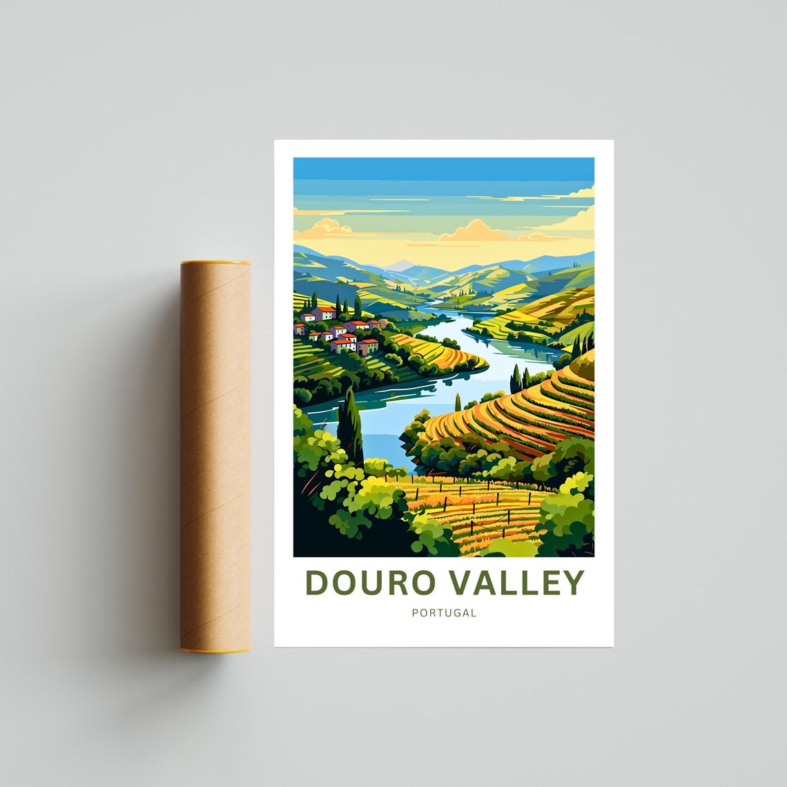 Douro Valley Portugal Riverside Village Vineyard View Poster - Image 4