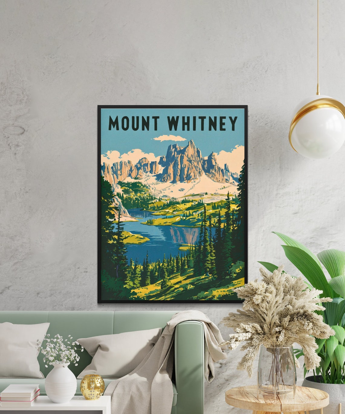 Mount Whitney Vintage Style Granite Peaks Alpine Lake Poster - Image 4