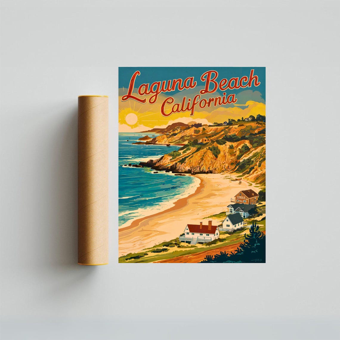 Laguna Beach California Sunset Coast Cliffs Retro Travel Poster - Image 4