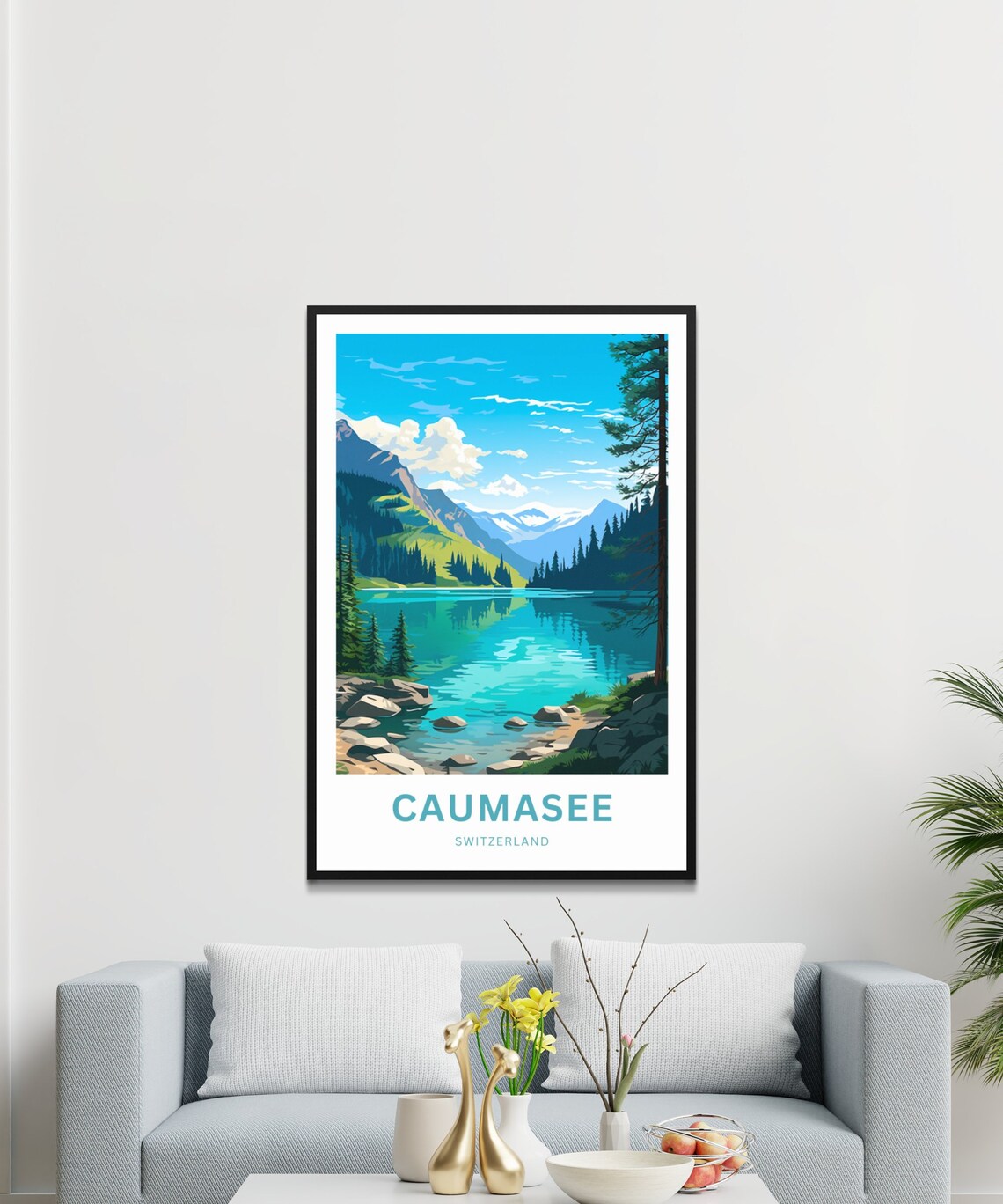 Caumasee Switzerland Turquoise Alpine Lake Pine Forest Travel Poster - Image 2