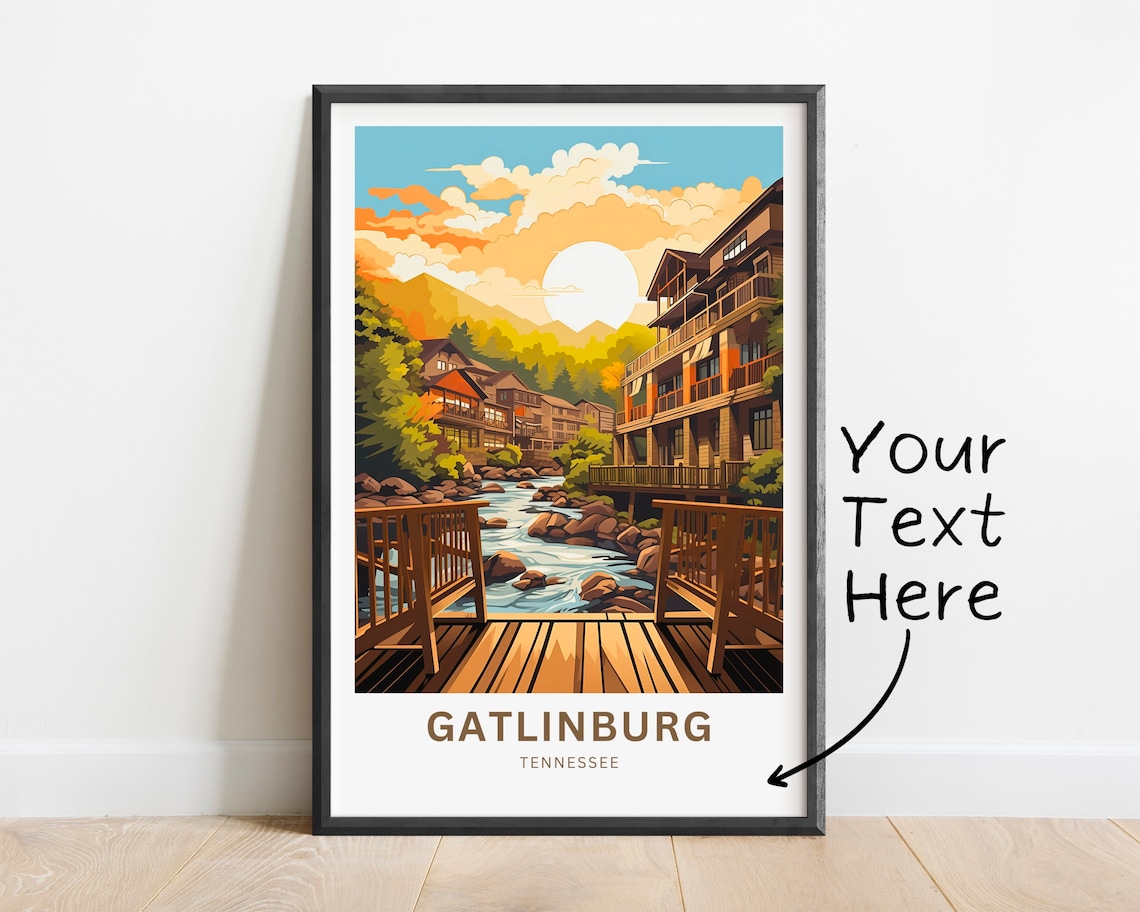 Personalized Gatlinburg Travel Poster, Tennessee Wall Art