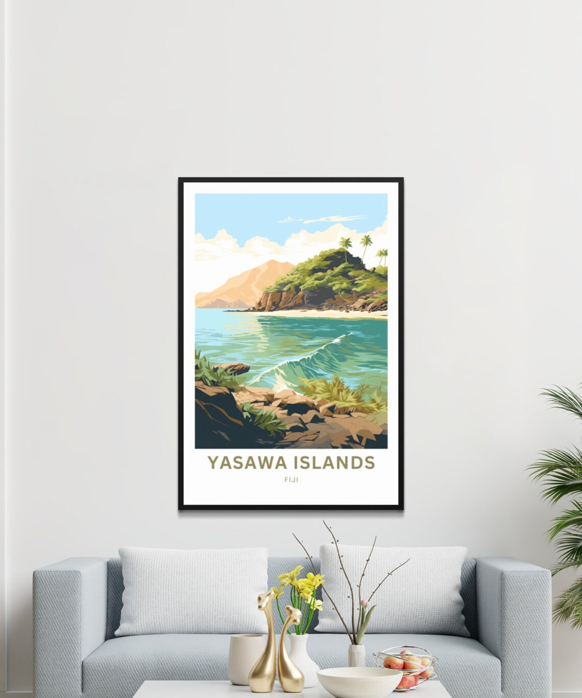 Yasawa Islands Fiji Tropical Bay Palm Islands Scenic Travel Poster - Image 3