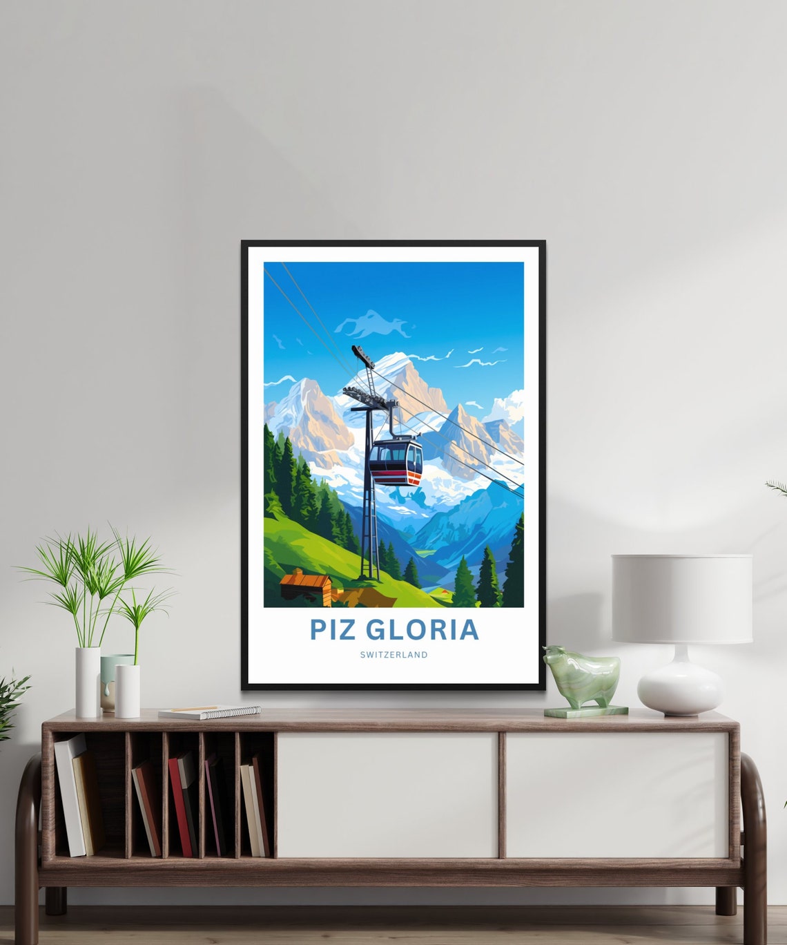 Piz Gloria Switzerland Cable Car Gondola Over Alpine Valley Poster - Image 2