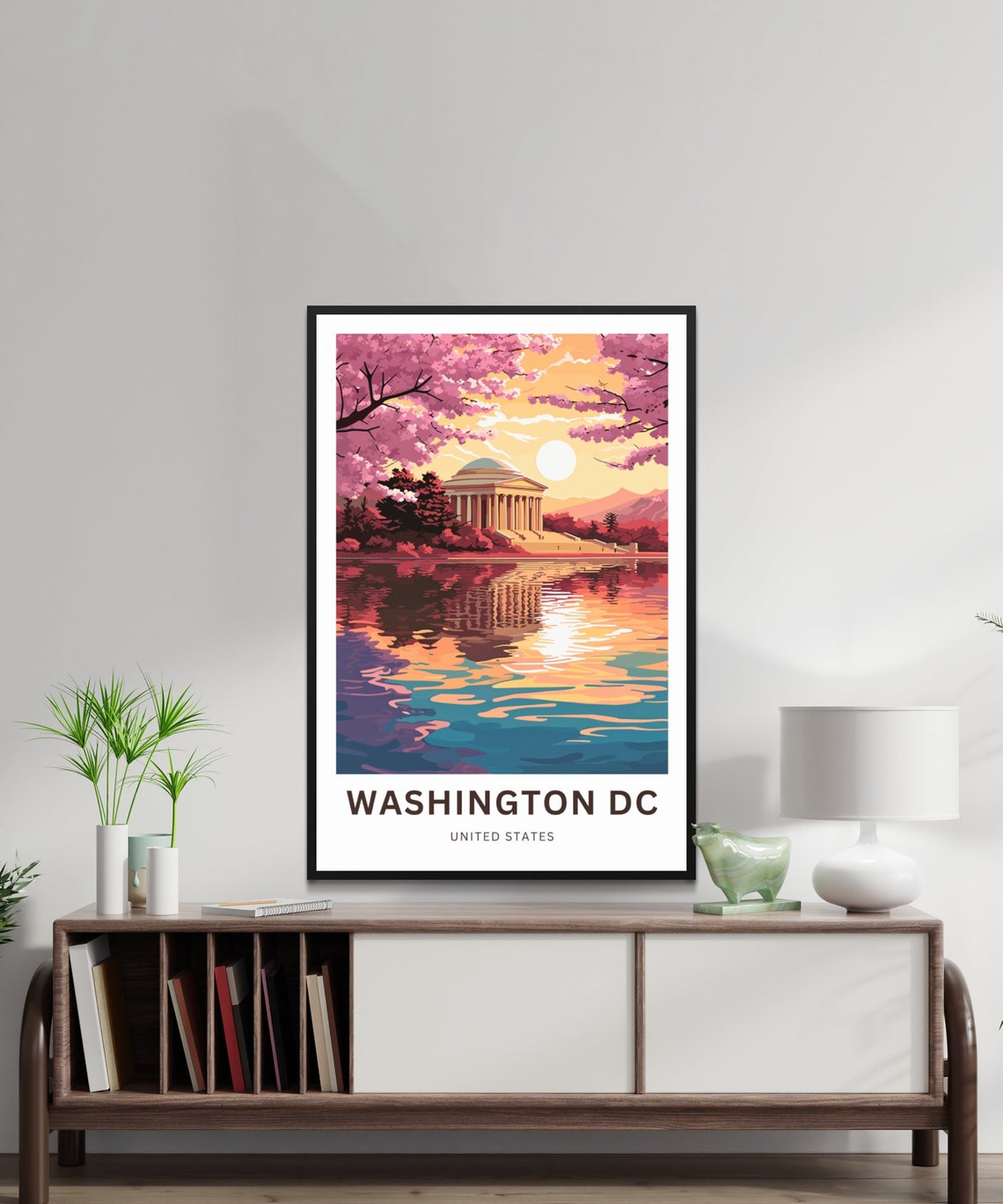 Personalized Washington DC Jefferson Memorial Blossom Travel Poster - Image 2