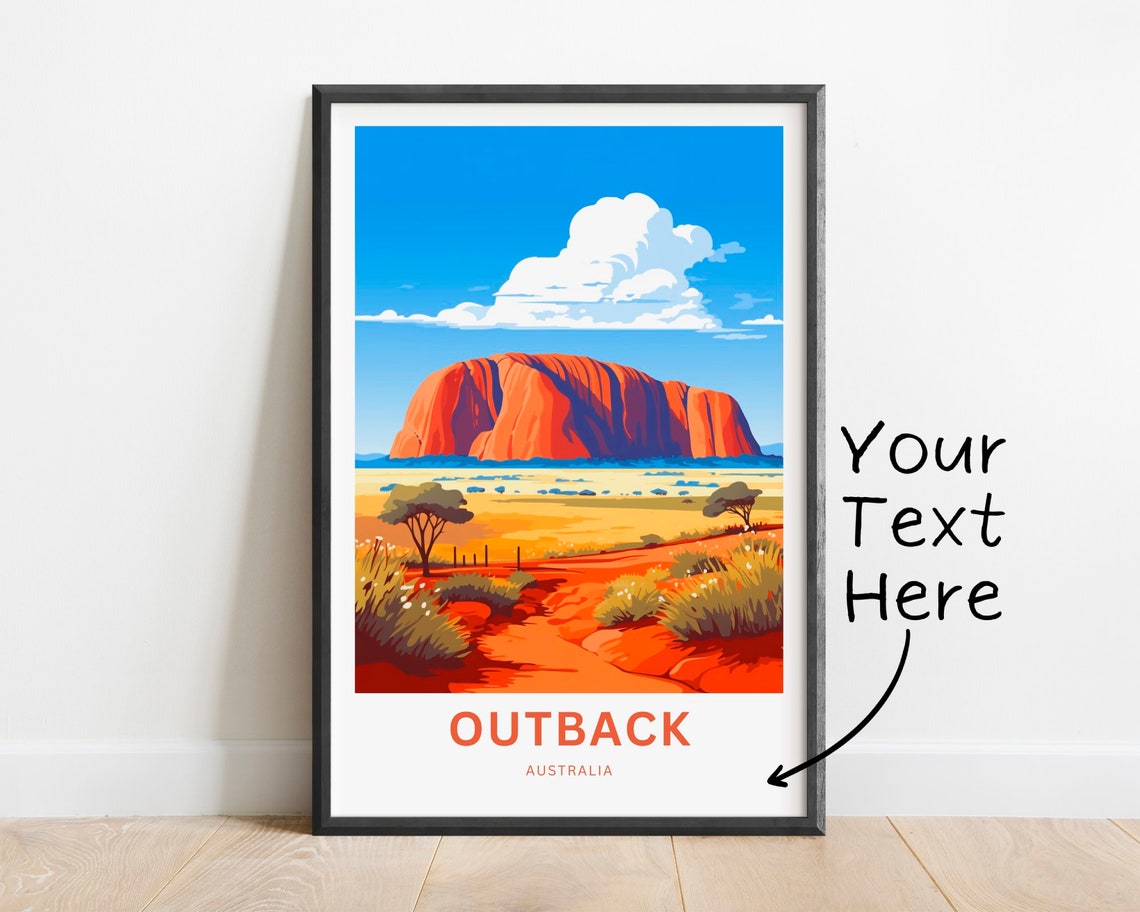 Personalized Australia Outback Uluru Red Desert Custom Travel Poster