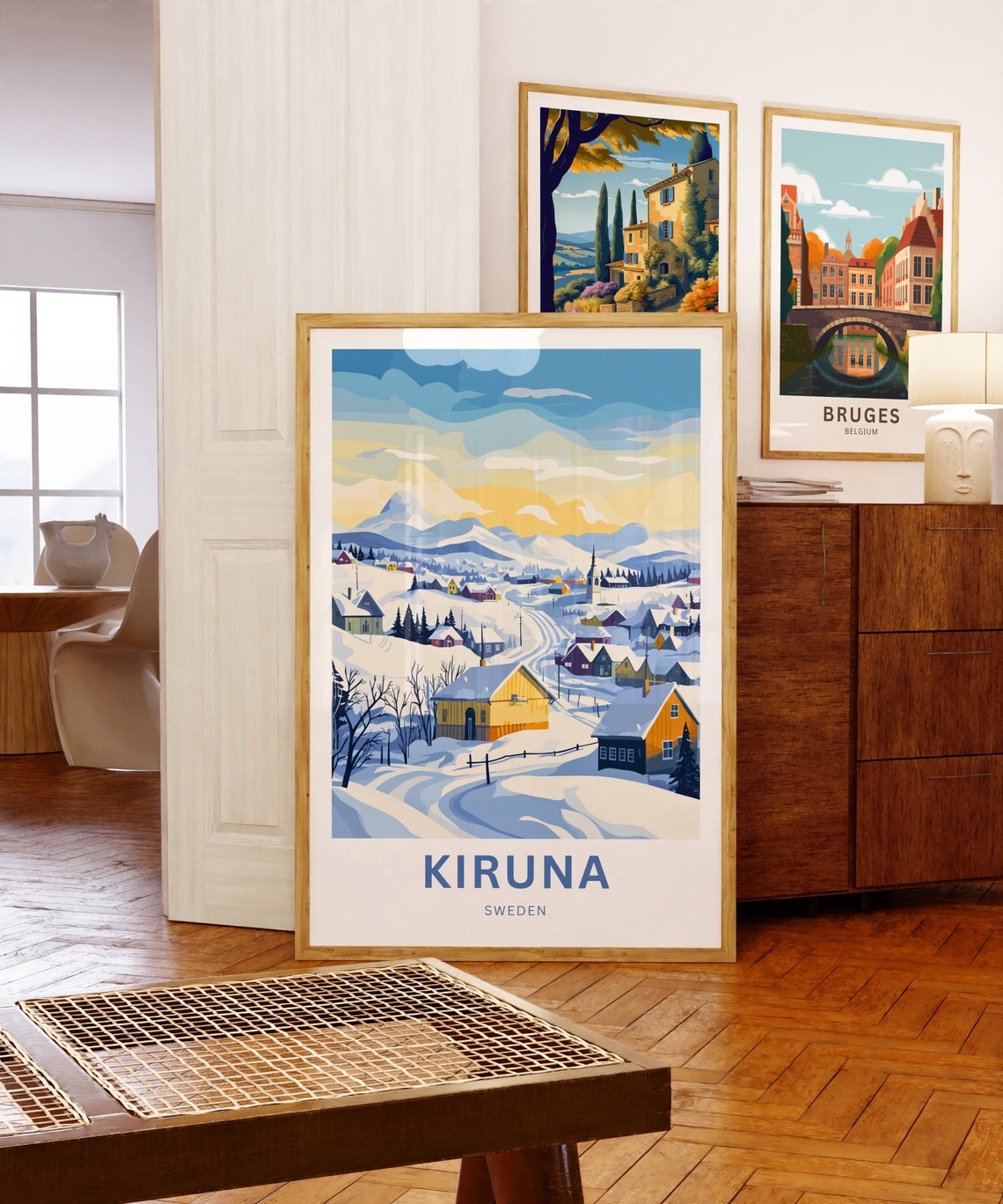 Kiruna Sweden Snowy Mountain Town Panorama Winter Travel Poster - Image 5