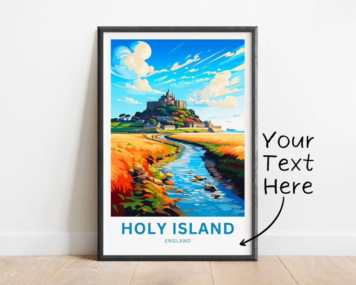 Holy Island England Personalized Castle River Marsh Travel Poster