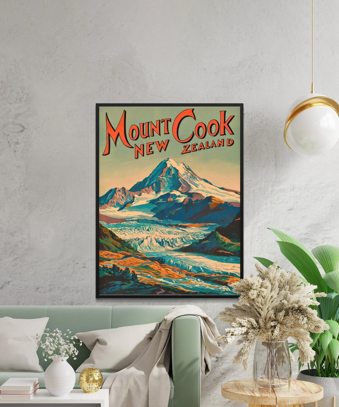Mount Cook New Zealand Vintage Glacier Mountain Travel Poster - Image 2