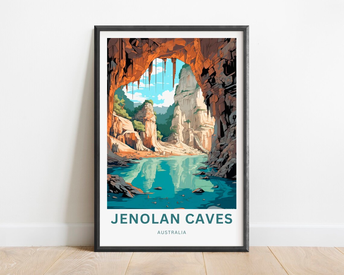Jenolan Caves Travel Poster, Australia Wall Art