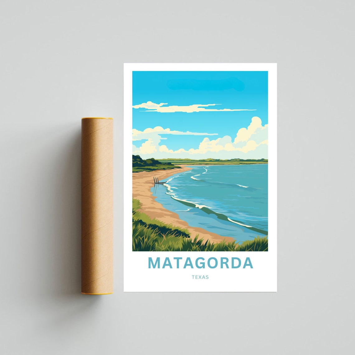 Matagorda Texas Customizable Gulf Coast Beach Shoreline Poster - Image 4