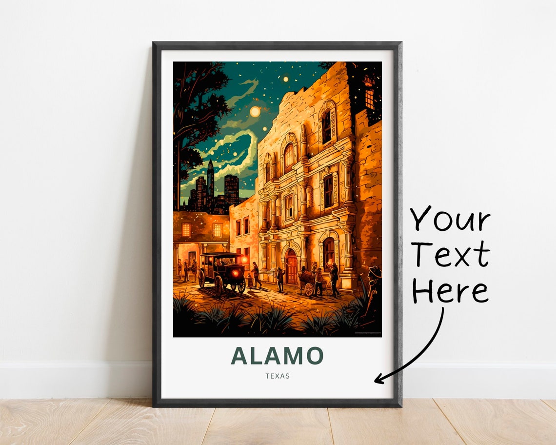 Personalized Alamo Texas Night Sky Mission Moonlit Scene Poster