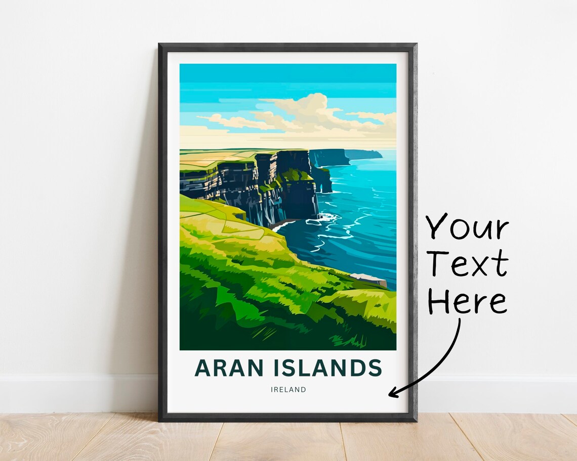 Aran Islands Ireland Personalized Limestone Cliff Coast Travel Poster