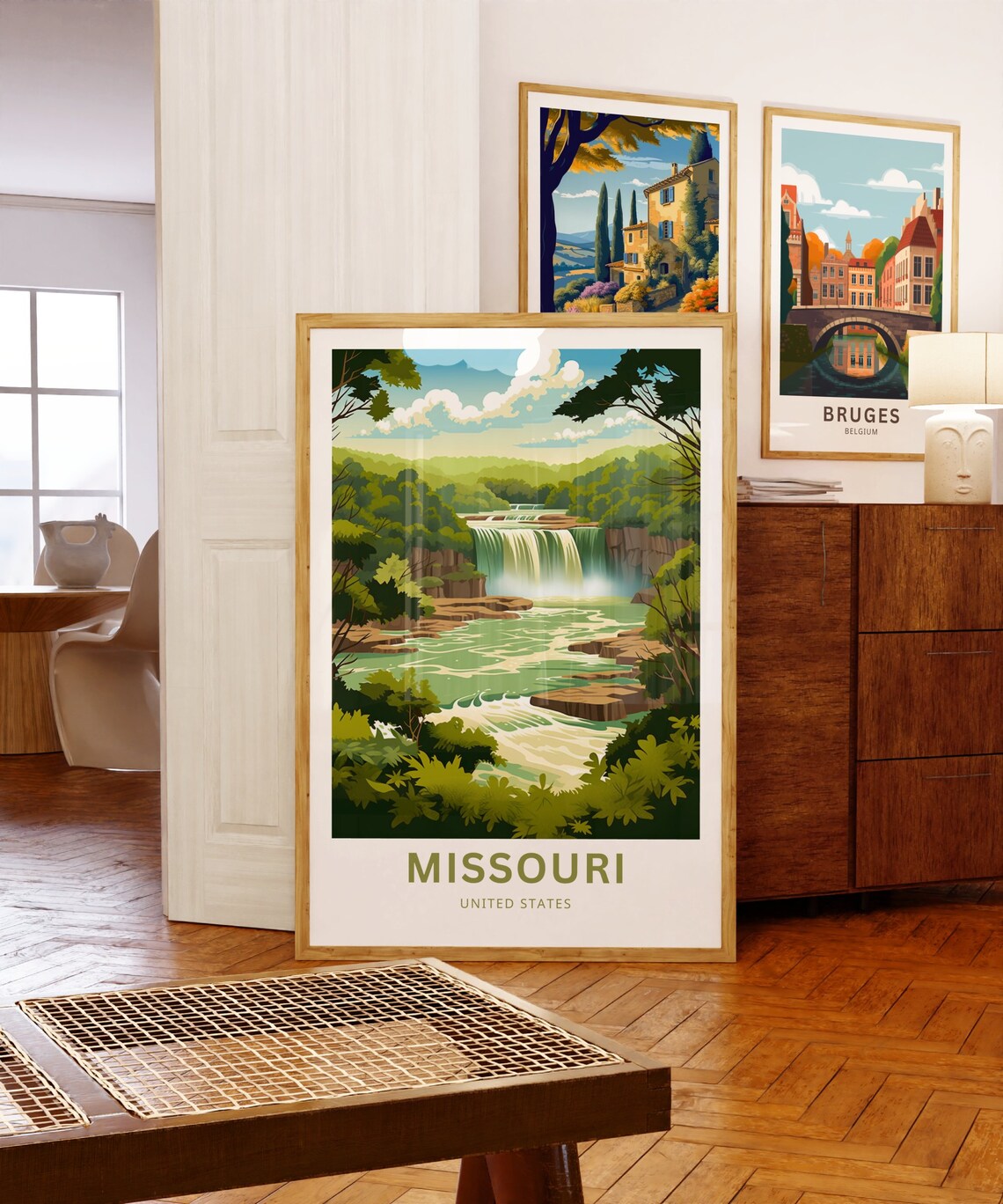 Missouri Forest Waterfall Cascade River United States Travel Poster - Image 5