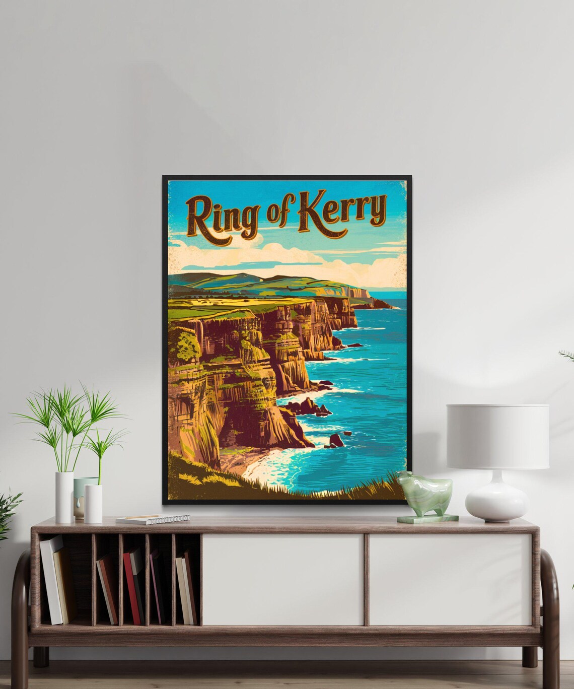Ring of Kerry Ireland Golden Cliffs Turquoise Sea Vintage Art Poster - Image 2