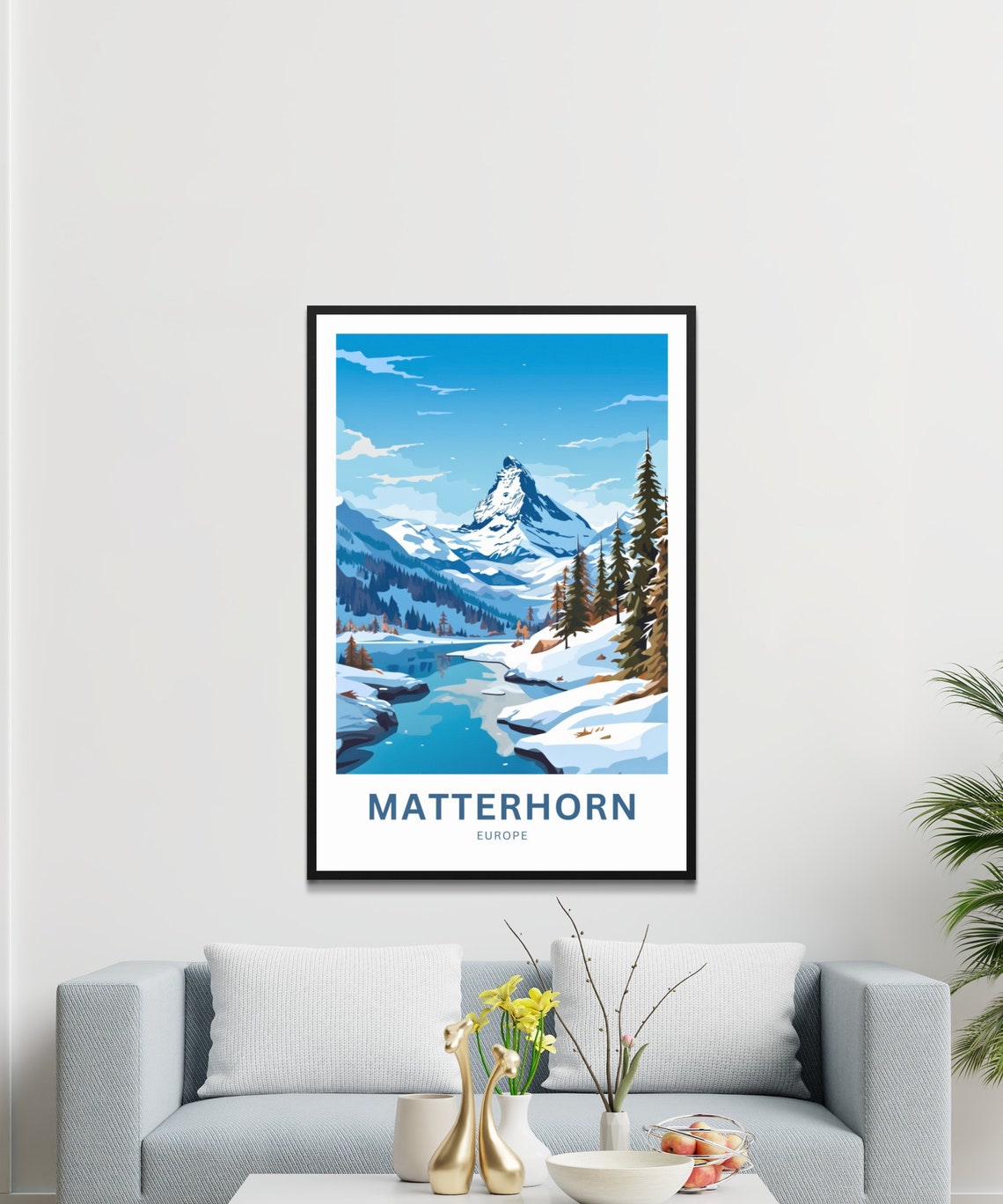 Personalized Matterhorn Europe Snowcapped Peak Lake Travel Poster - Image 3