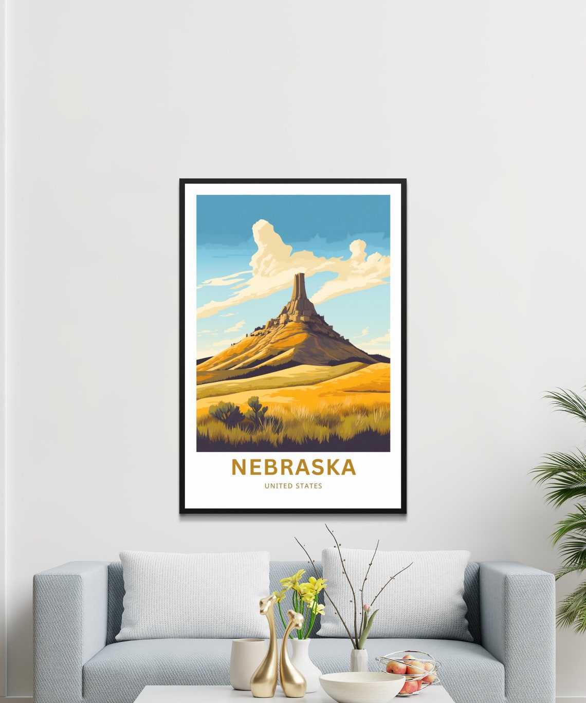 Nebraska Golden Prairie Chimney Rock Spire Custom Travel Poster - Image 3