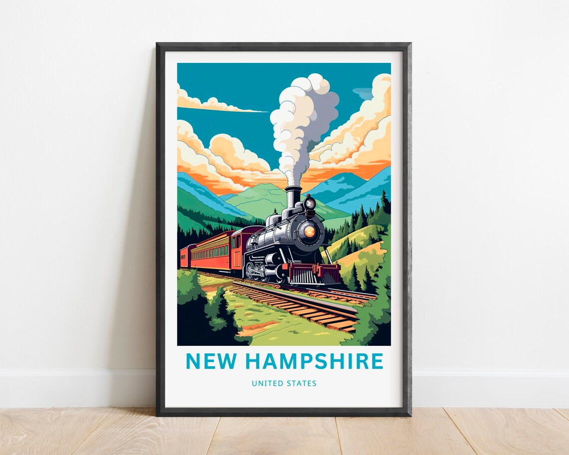 New Hampshire Steam Locomotive Mountain Railway United States Poster