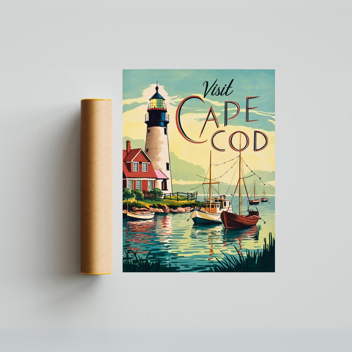 Cape Cod Vintage Travel Poster, Massachusetts Wall Art - Image 3