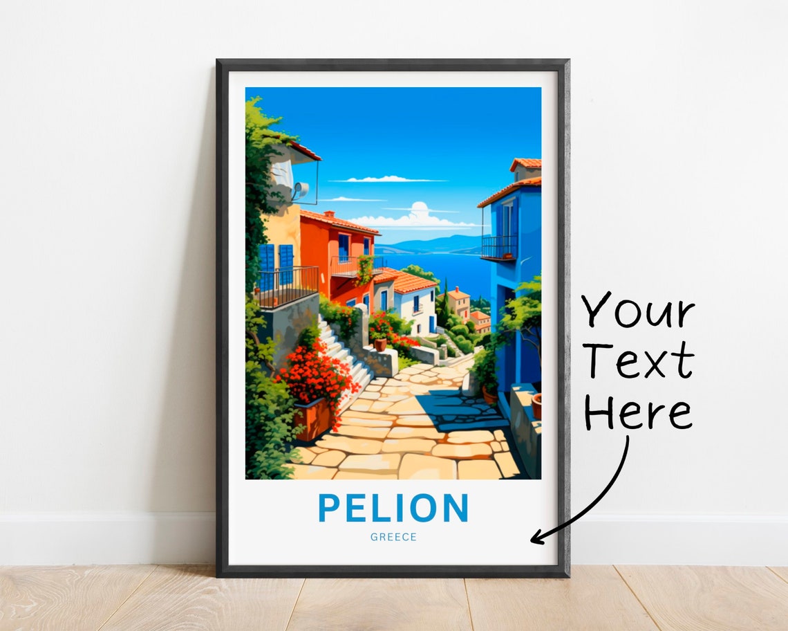 Pelion Greece Personalized Colorful Village Stone Steps Poster