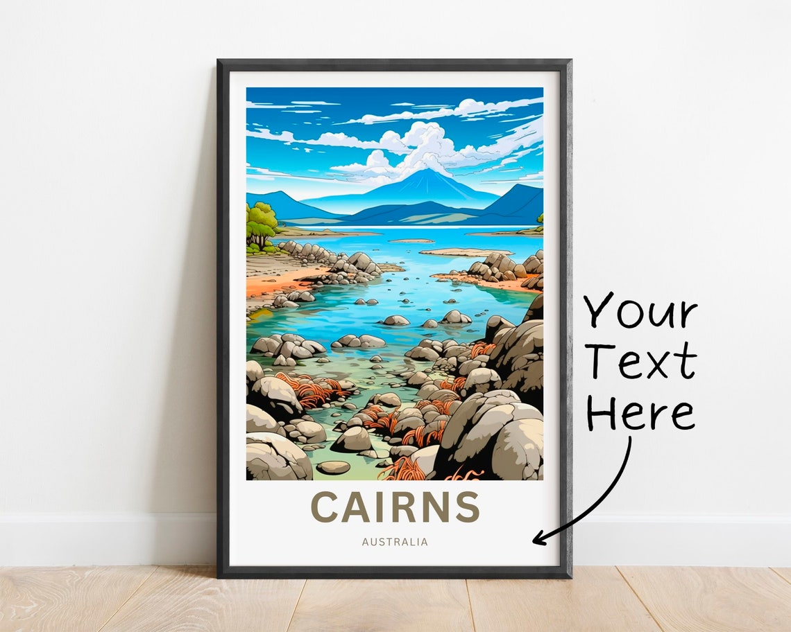 Personalized Cairns Australia Rocky Shoreline Lagoon Travel Poster