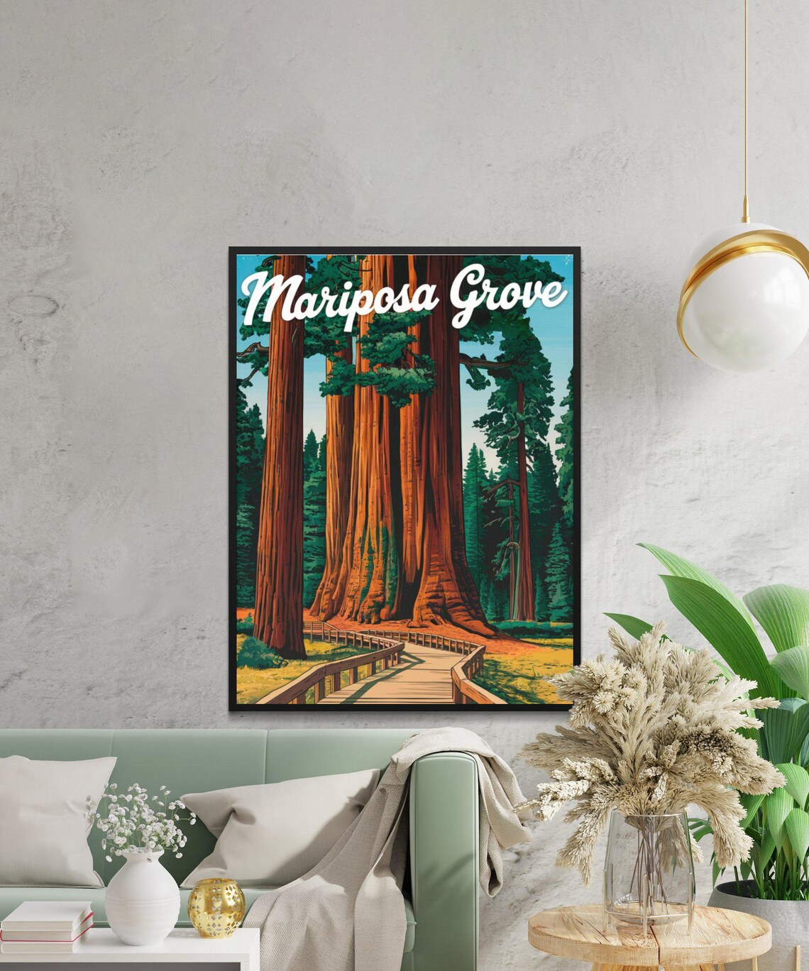 Mariposa Grove Giant Sequoia Forest Trail Vintage Travel Poster - Image 3