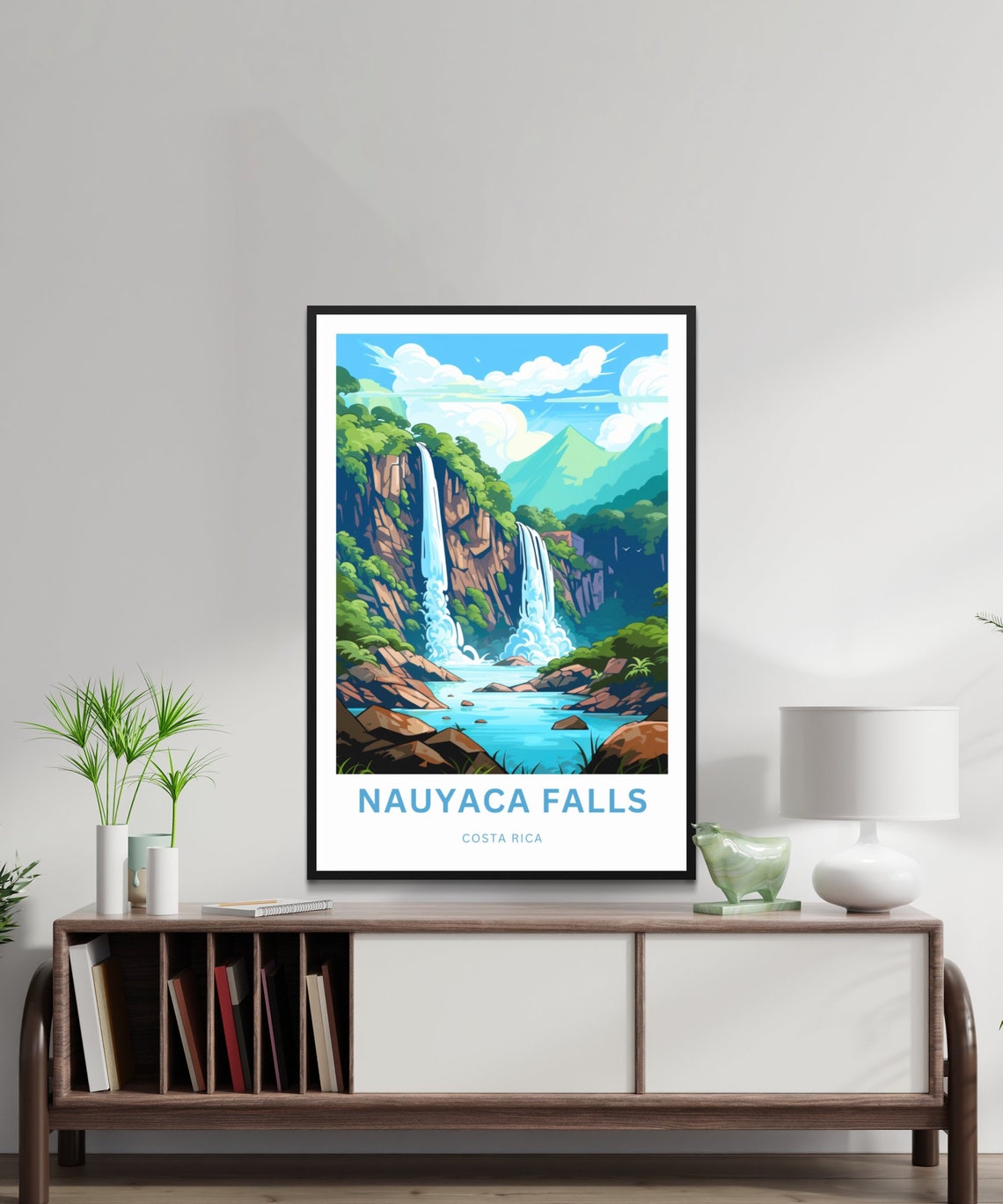 Nauyaca Falls Costa Rica Personalized Twin Waterfall Art Poster - Image 2