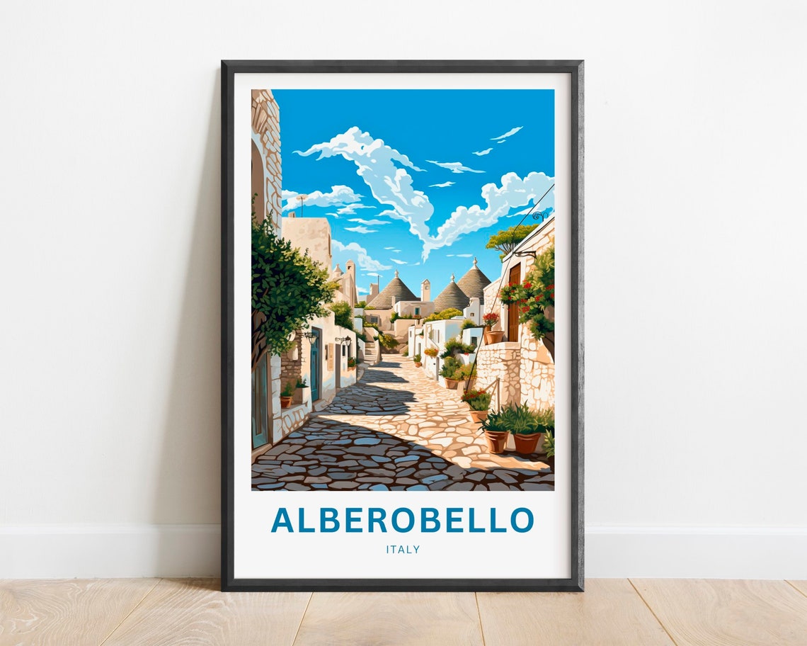 Alberobello Italy Trulli Stone Village Cobblestone Travel Poster