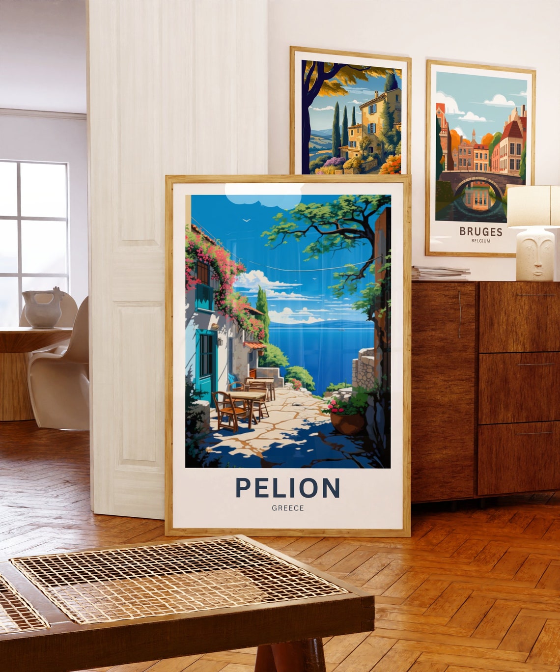 Pelion Greece Seaside Taverna Terrace Overlooking Sea Poster - Image 5