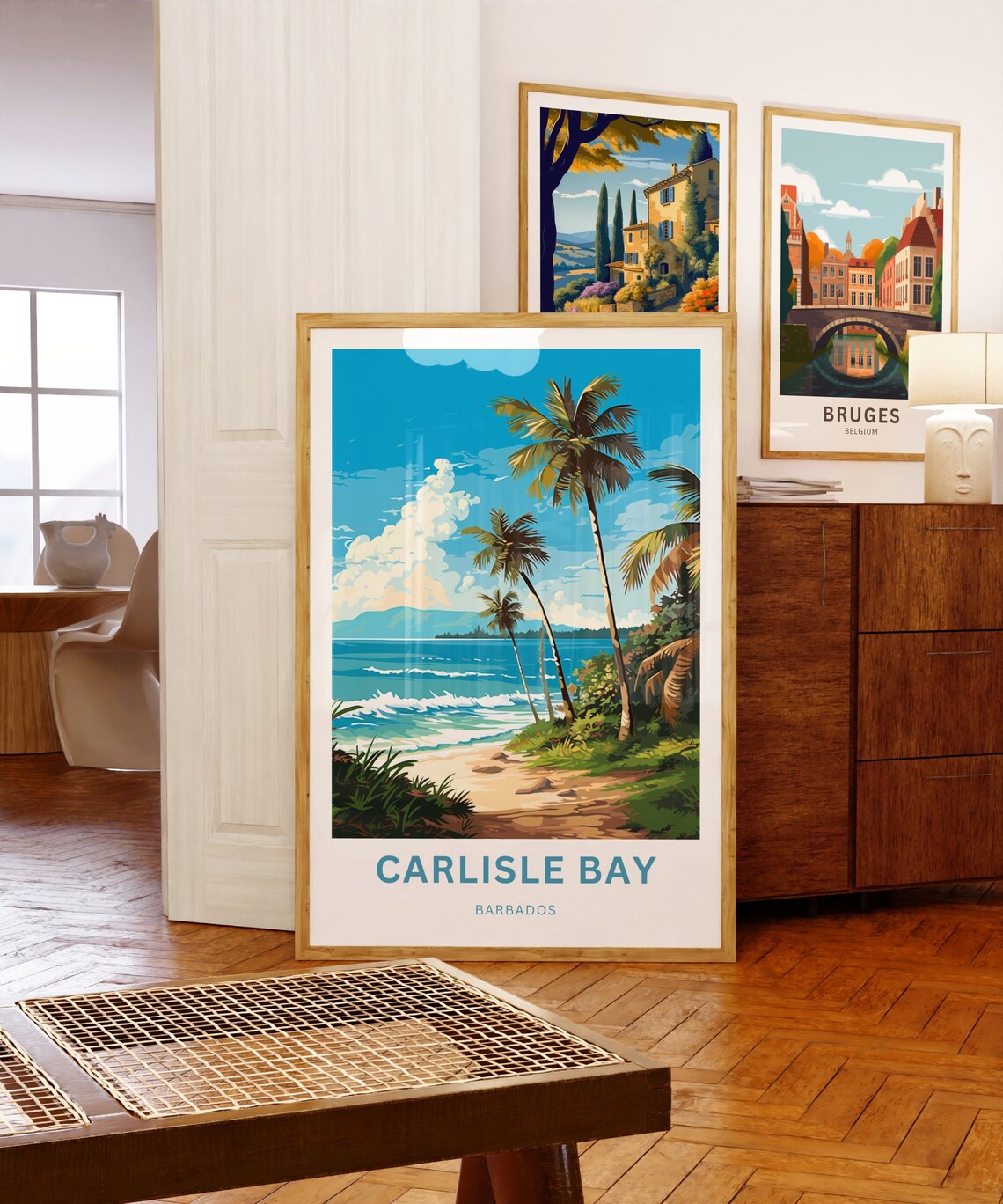 Personalized Carlisle Bay Barbados Palm Beach Waves Travel Poster - Image 5