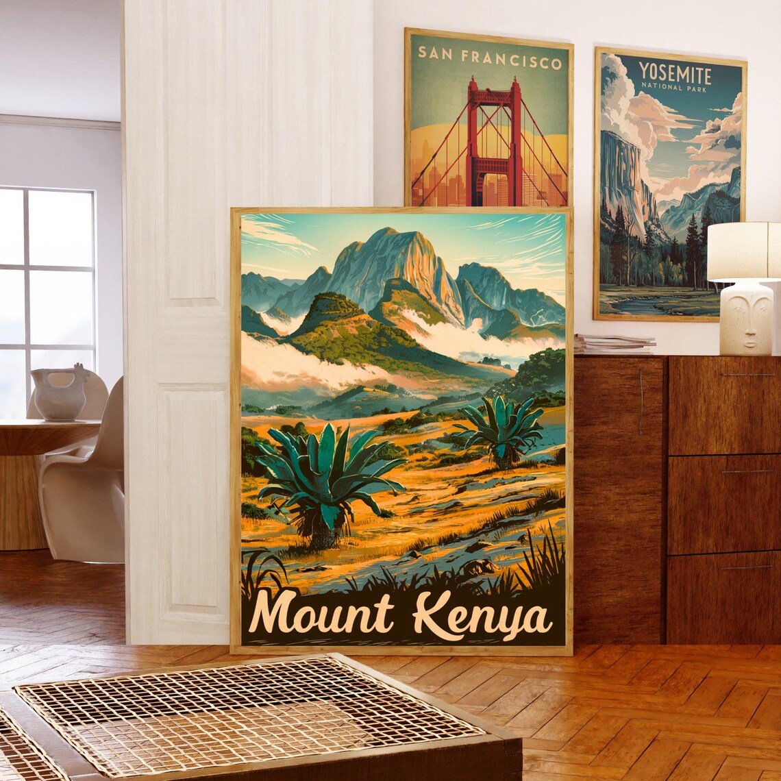 Mount Kenya Africa Rocky Summit Savanna Sunrise Travel Poster - Image 5