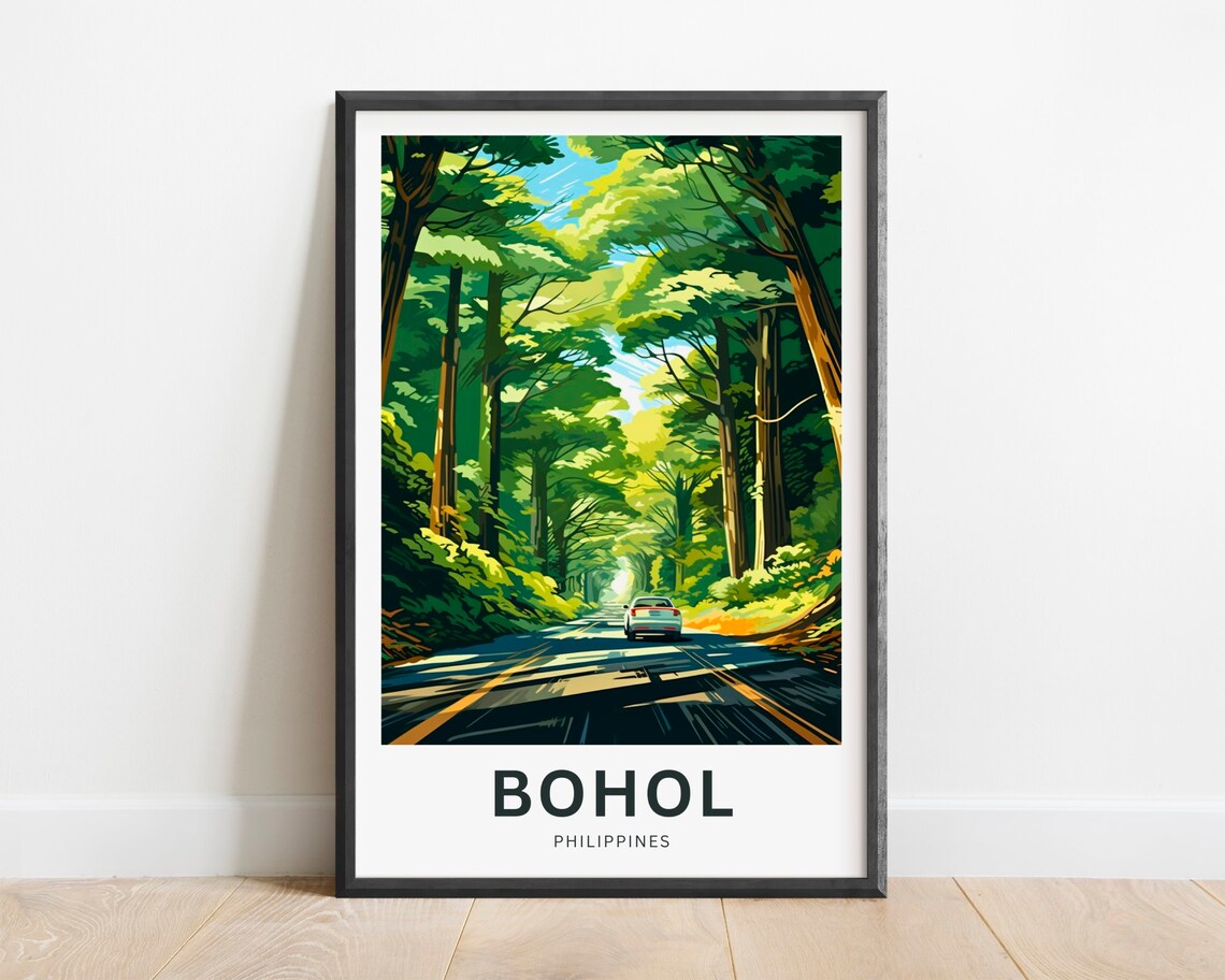 Bohol Philippines Forest Road Car Journey Green Tunnel Poster