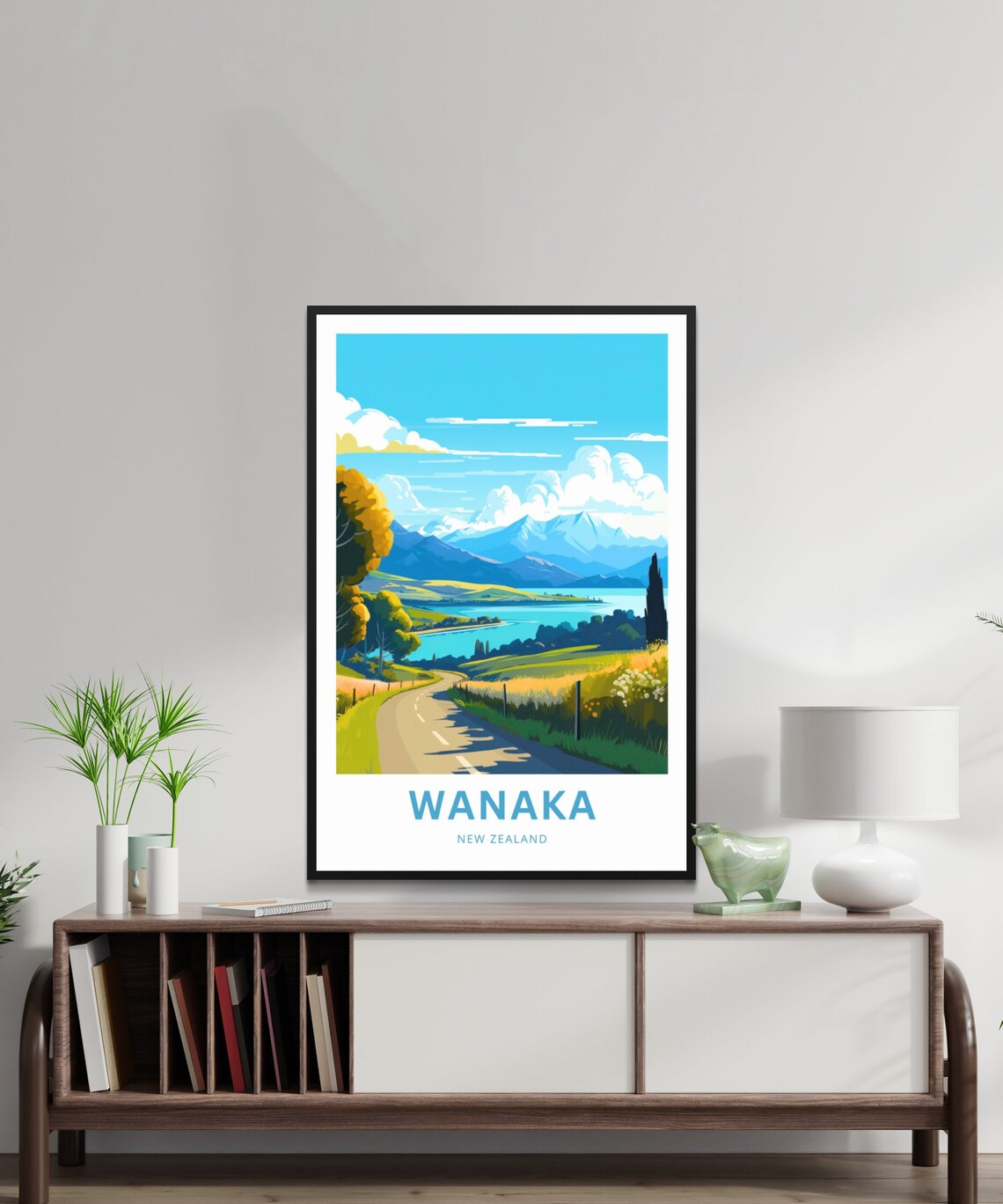 Wanaka New Zealand Lake Road Personalized Custom Travel Poster - Image 2