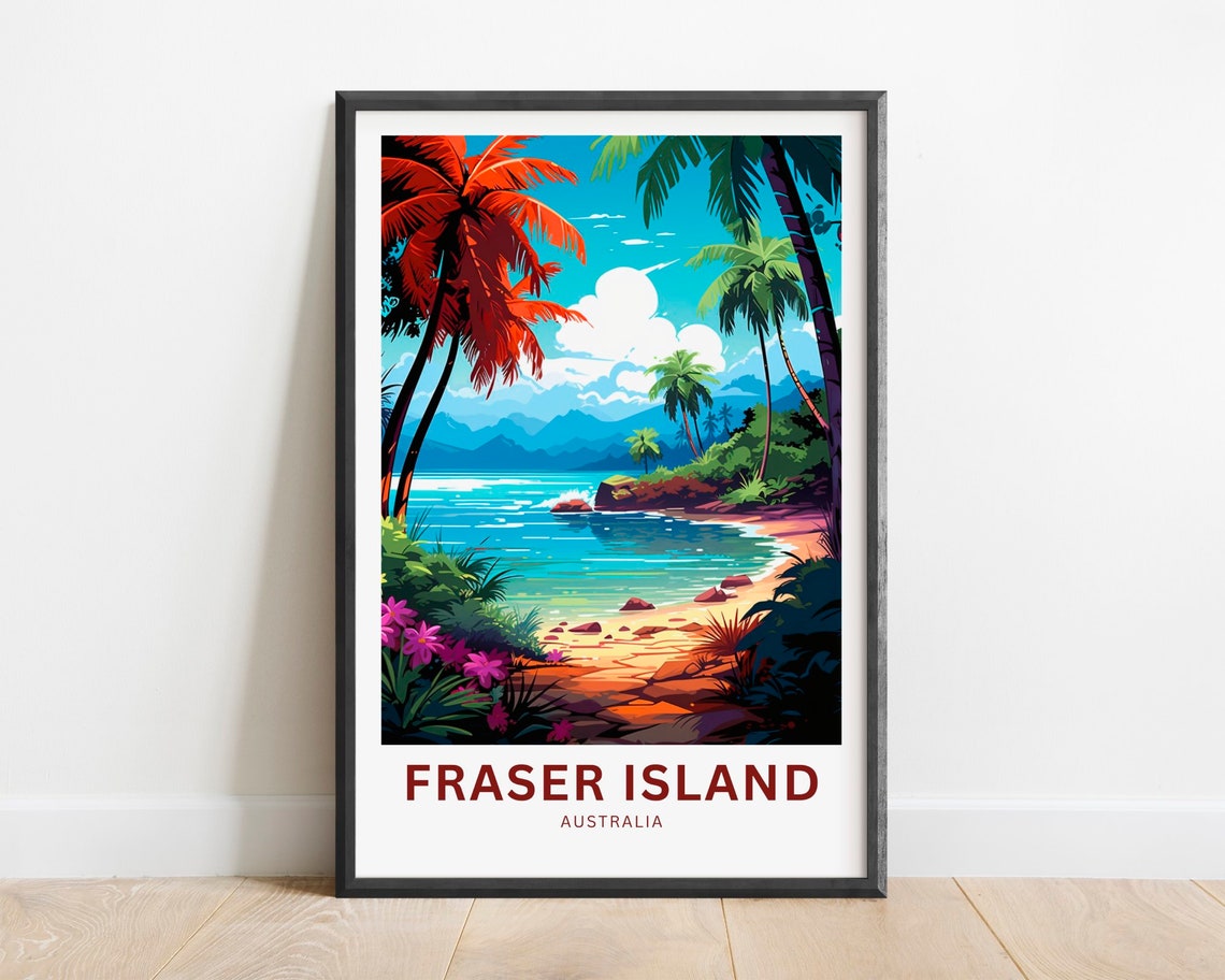 Fraser Island Australia Tropical Cove Palm Trees Beach Poster