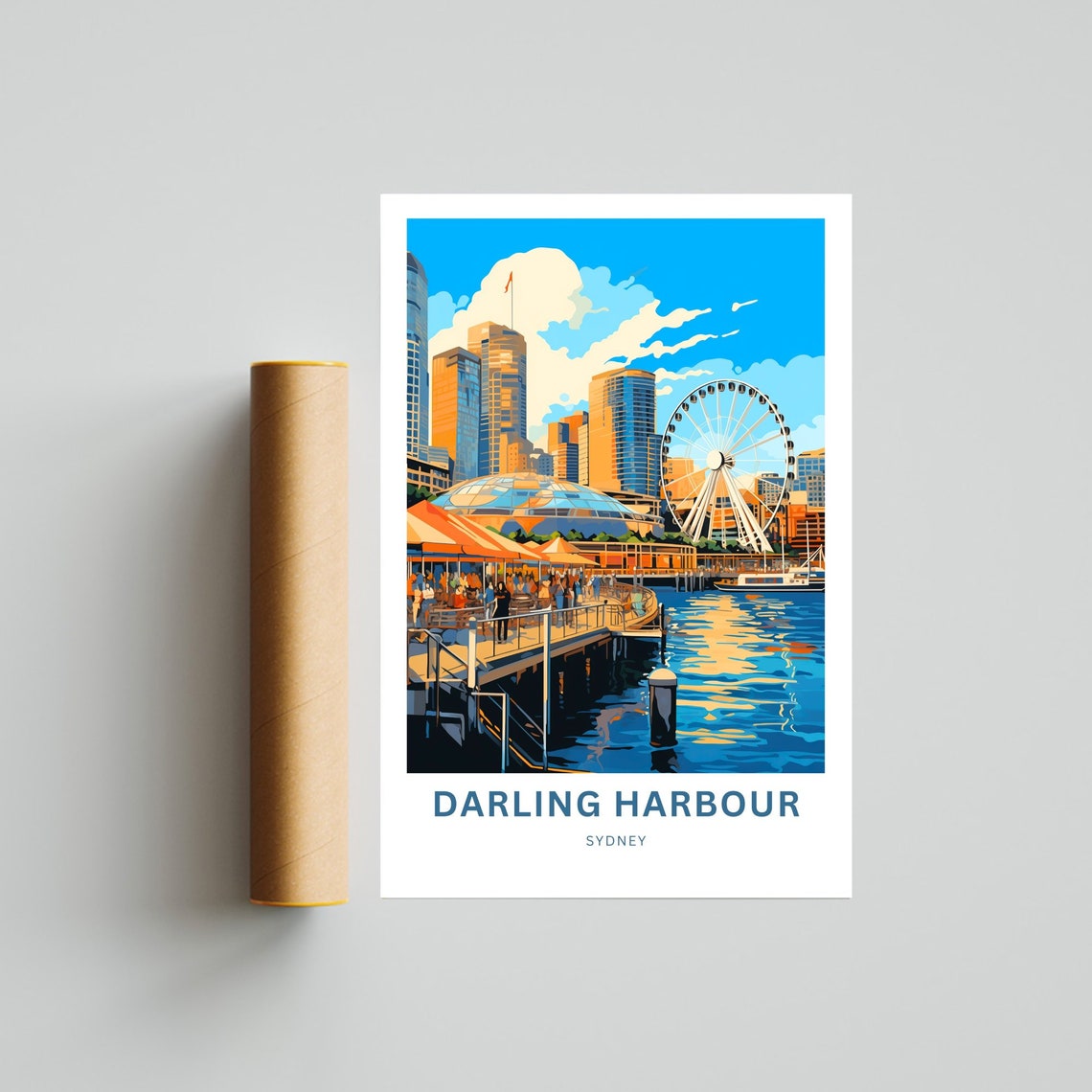 Darling Harbour Sydney Waterfront Ferris Wheel Skyline Poster - Image 4