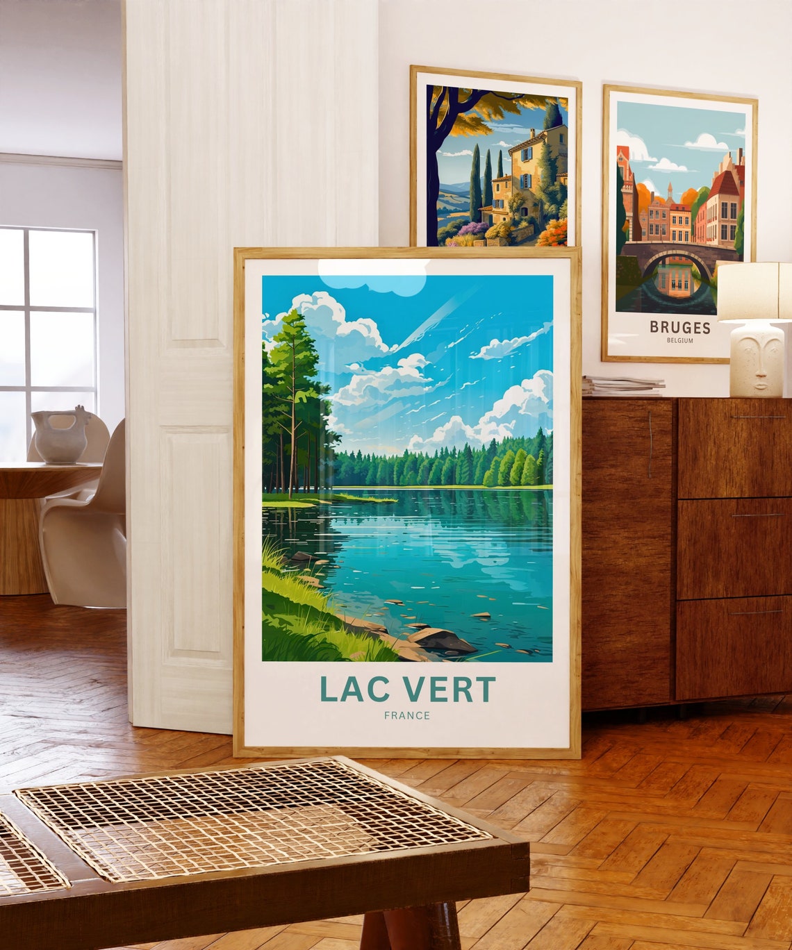 Lac Vert France Forest Lake Reflection Retro Travel Poster Art - Image 5