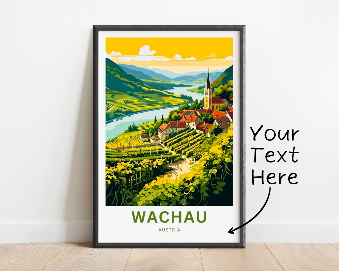 Wachau Austria Vineyard Valley Personalized Vintage Travel Poster