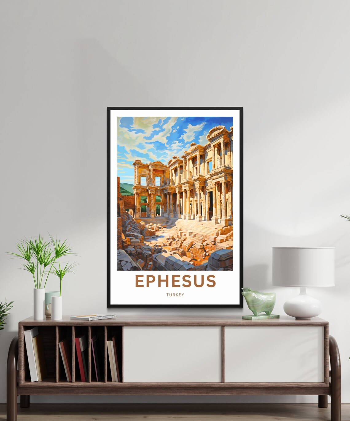 Ephesus Turkey Ancient Roman Ruins Retro Style Travel Poster - Image 2