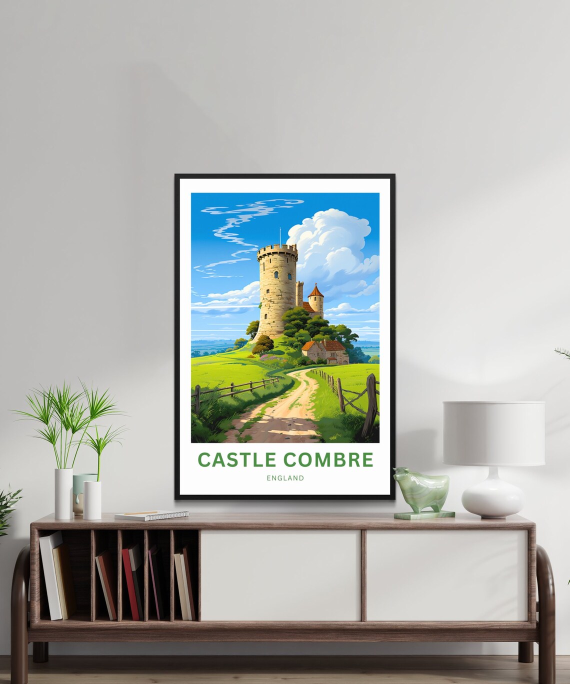 Castle Combe England Hilltop Castle Vintage Travel Poster Green Hills - Image 2