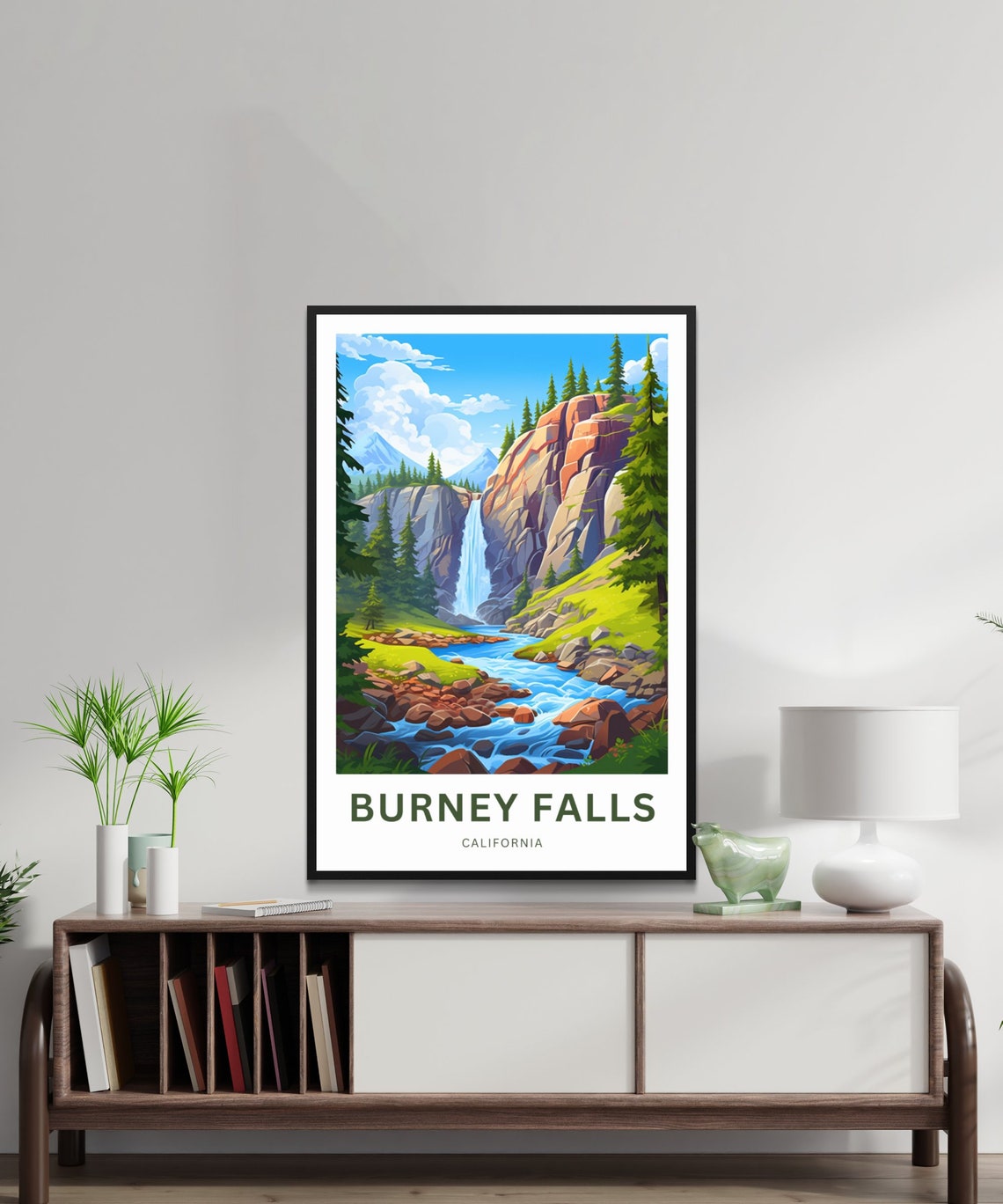 Personalized Burney Falls California Falls Into Rocky Stream Poster - Image 2