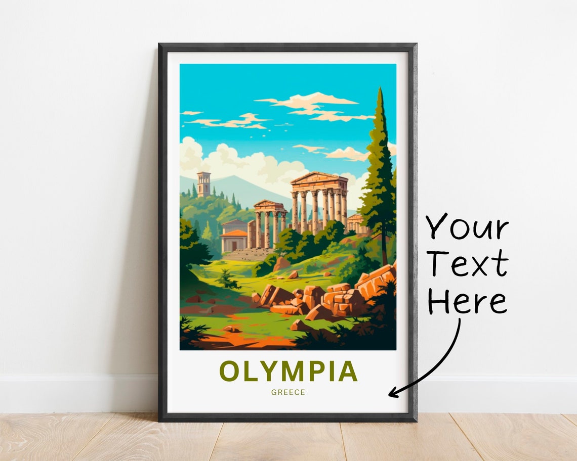 Olympia Greece Ancient Temple Ruins Columned Sanctuary Travel Poster