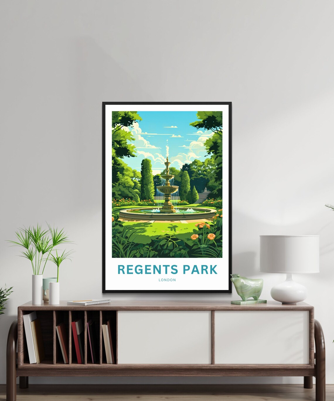 Regents Park London Gardens Fountain Customizable Travel Poster - Image 2