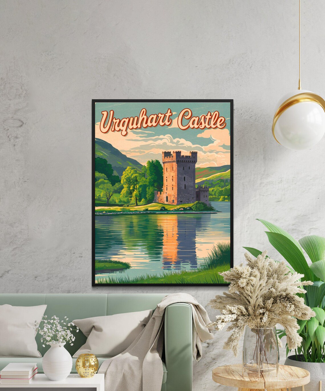 Urquhart Castle Scotland Travel Poster Lochside Ruins Reflection View - Image 3