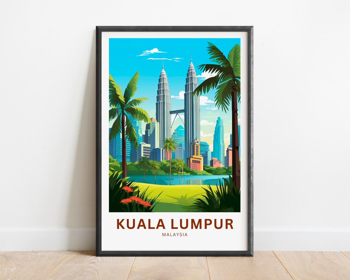 Kuala Lumpur Malaysia Daytime Petronas Towers Palm Bright Poster