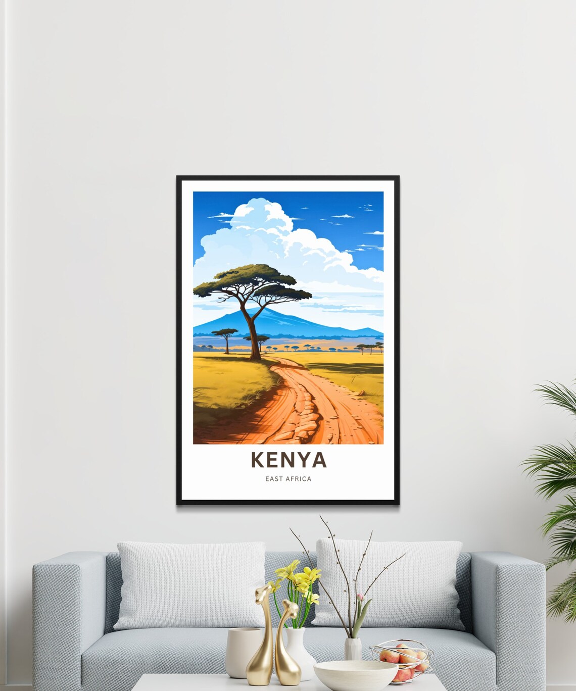 Kenya East Africa Red Road Savanna Personalized Safari Poster - Image 3